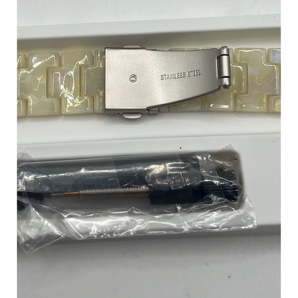 Smart Watch Band White Iridescent Resin Style w/ Tool Kit New. Fits 40mm-41mm, - Picture 2 of 4